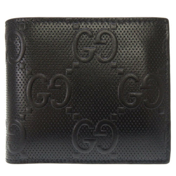 GUCCI GG Embossed Black Leather 625 555 Bifold Wallet 0162  Men's