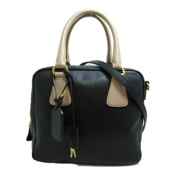 PRADA 2way shoulder bag Black Pink Beige Safiano leather
