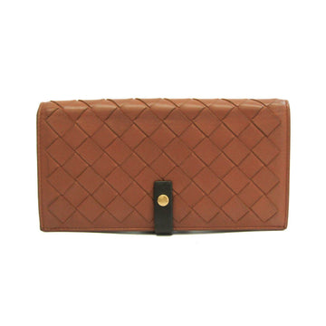 BOTTEGA VENETA Intrecciato Men,Women Leather Long Wallet [bi-fold] Brown,Dark Brown