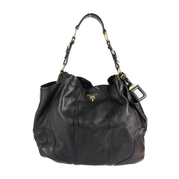PRADA shoulder bag BR3786 antique leather black semi-shoulder one-shoulder handbag logo gold metal fittings