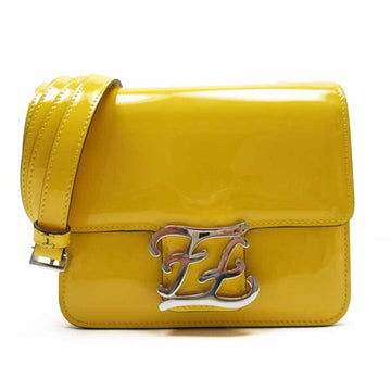 FENDI Shoulder Bag Yellow Silver Patent Leather 8BT317 A5AU