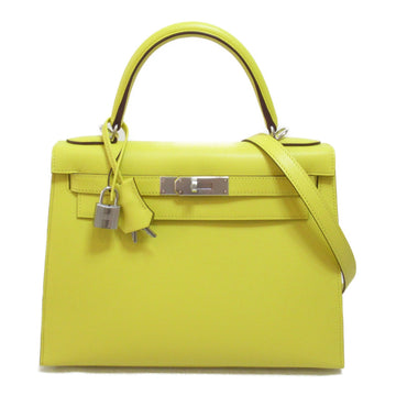 HERMES Kelly 28 handbag outside sewing Yellow Jaune de naples Epsom leather