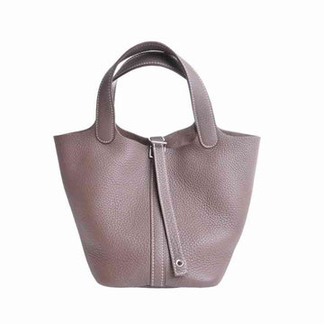 Hermes Taurillon Clemence Picotin Lock PM Tote Bag Greige
