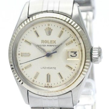 ROLEXVintage  Oyster Perpetual Date 6517 White Gold Steel Ladies Watch BF568972