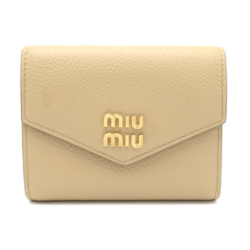 MIU MIU Two fold wallet Beige leather 5MH0402DT7F0036
