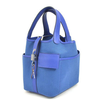 HERMES Handbag Picotan Lock Cargo PM Toile Ash/Vaux Swift Blue Royal Ladies