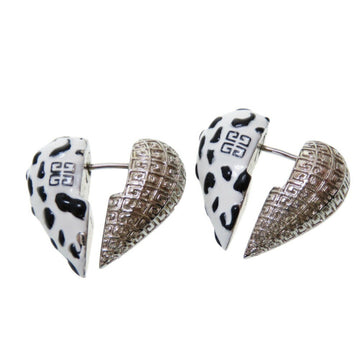 GIVENCHY heart motif earrings white silver 0267