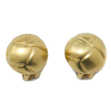 HERMES Earrings Gold Binaural Covered Button Vintage