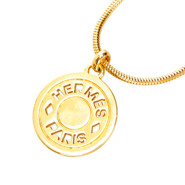 Hermes BIJOUTERIE FANTAISIE serie medallion coin necklace pendant gold plated ladies HERMES