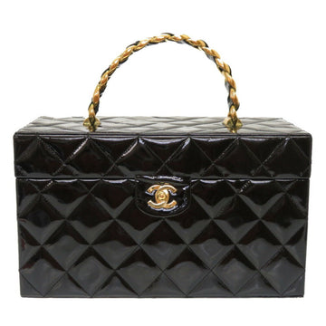 Chanel Matrasse Enamel Black 2nd Gold Metal Fittings Vintage Coco Mark Turn Lock Vanity Bag 0032 CHANEL