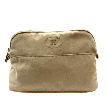 HERMES Bolido Pouch 25 MM Gray Beige Cotton