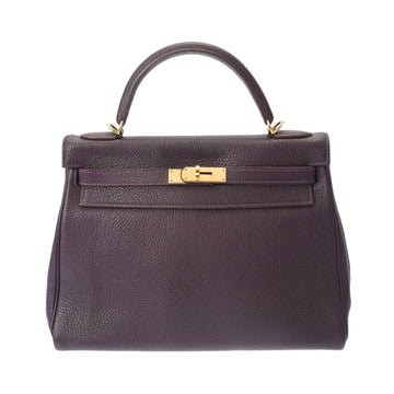 HERMES Kelly 32 Inner Stitch Cassis Q Engraved [around 2013] Women's Taurillon Clemence Bag