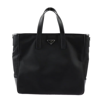 PRADA tote bag 2VG064 nylon leather black silver hardware 2WAY shoulder triangle logo