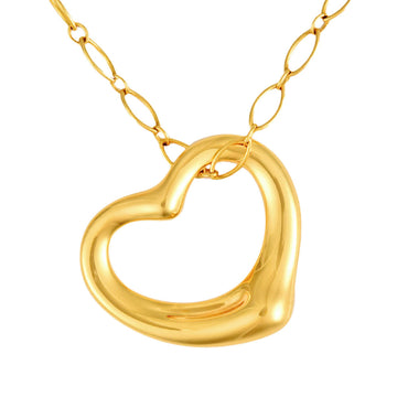 TIFFANY&Co Open Heart Long Necklace K18YG Elsa Peretti Pendant