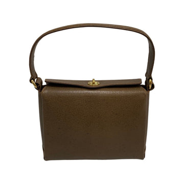 GUCCI Old  Vintage Turnlock Leather Genuine Handbag Mini Tote Bag Brown