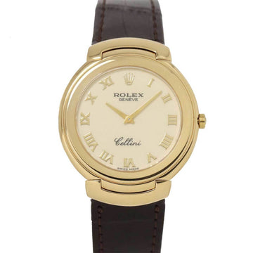 ROLEX Cellini 6623 E number men's watch ivory dial K18YG yellow gold quartz