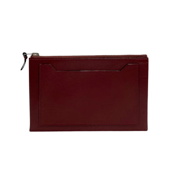 HERMES Claris GM Leather Genuine Pouch Accessory Case Coin Card Red Bordeaux