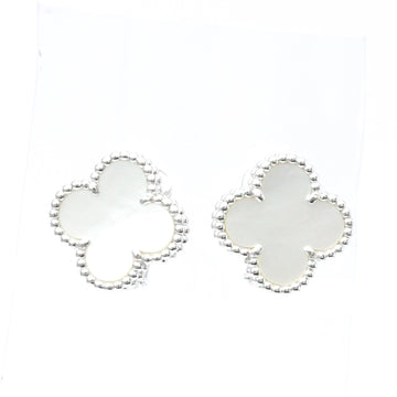 VAN CLEEF & ARPELS Vintage Alhambra VCARF48600 Shell White Gold [18K] Stud Earrings Silver