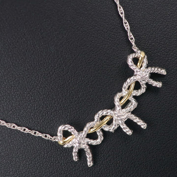 TIFFANY Triple Ribbon Necklace Silver 925 x K18 Yellow Gold Ladies