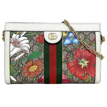 Gucci chain shoulder bag white beige red multicolor offdia flora 503877 PVC leather GUCCI sherry 2way striped GG clutch ladies