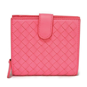 BOTTEGA VENETA BOTTEGAVENETA Bifold Wallet Compact Snap Button Pink Intrecciato Rosa 121059 V001N 5614 Women's Billfold