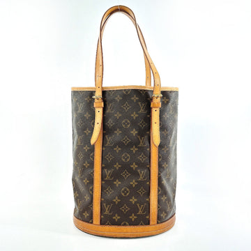 LOUIS VUITTON Bucket GM M42236 Tote Bag Monogram Canvas Tanned Leather Brown Ladies