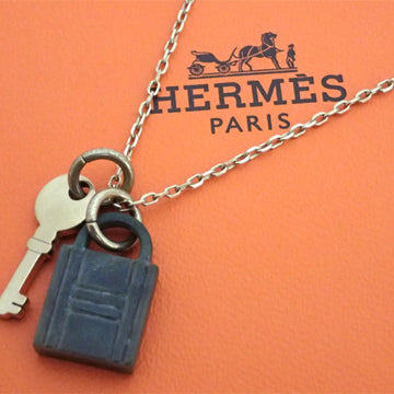 HERMES necklace amulet padlock metal gold/khaki gray unisex