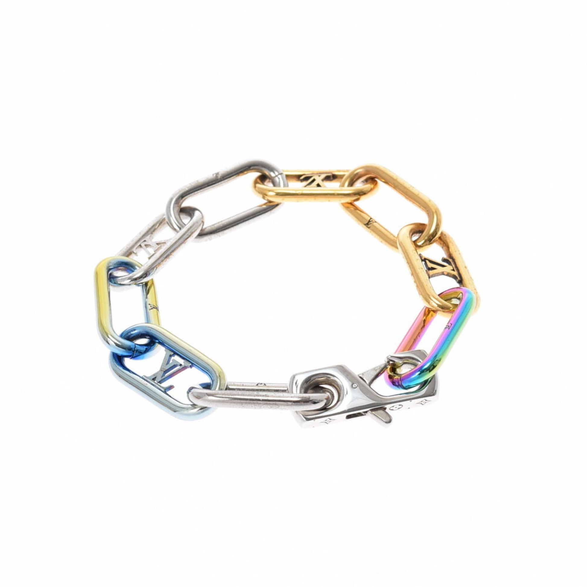 Auth Louis Vuitton Bracelet Brasserie Signature Chain Rainbow M80178