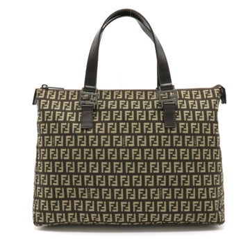 Fendi Zucchino Zucca Pattern Tote Bag Mini Handbag Canvas Leather Dark Brown Khaki Beige 8BH138