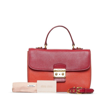 MIU MIU Miu Madras Bicolor Handbag Shoulder Bag RN0726 Orange Red Leather Ladies MIUMIU