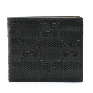 GUCCI GG Embossed Coin Wallet Bifold Leather Black 625555