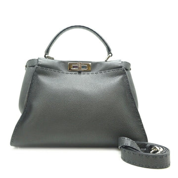 Fendi Peekaboo Medium 2Way Ladies Handbag 8BN290 Selleria Leather Gray