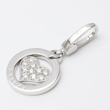 BVLGARIPolished  Tondo Heart Diamond Charm 18K White Gold Pendant Top BF557152