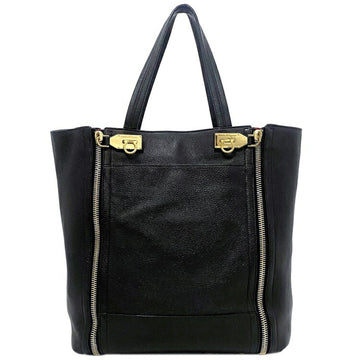 SALVATORE FERRAGAMO Tote Bag Black Gold Gancini EE-21 E084 Leather