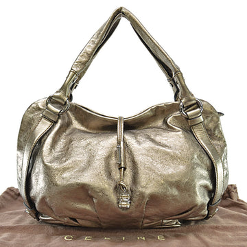Celine Bag Metallic Gold Leather Shoulder Handbag Ladies
