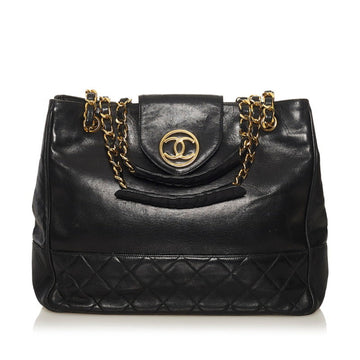 Chanel Matelasse Coco Mark Chain Shoulder Bag Handbag Black Lambskin Ladies CHANEL