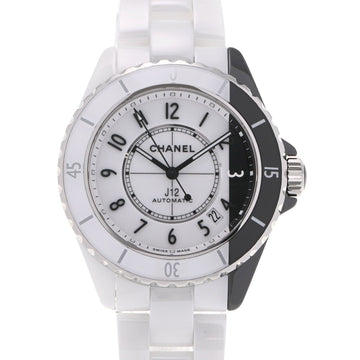 Chanel J12 Paradox H6515 men's white ceramic/SS watch self-winding white/black dial