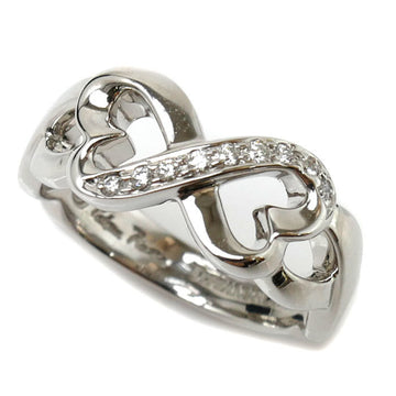 TIFFANY&Co.  K18WG White Gold Double Loving Heart Ring Diamond 4.7g Women's