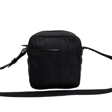 PRADA Logo Polyester Leather Genuine Mini Shoulder Bag Pochette Sacoche Gray Black