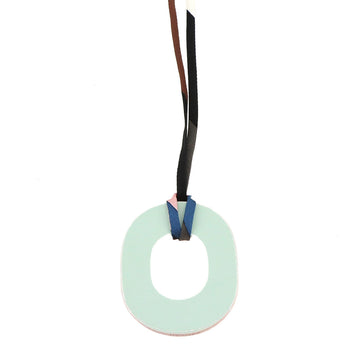 HERMES Isthme Pigment Necklace Lacquer Wood Silk Pink Green