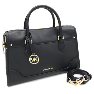 MICHAEL KORS handbag Harrison Satchel medium 30S3G8HS2L black leather shoulder bag ladies