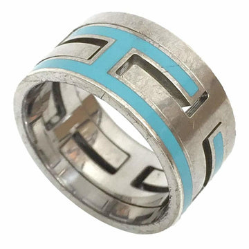 HERMES Move H Ash Ring #52 Day Size Approx. No. 12 Silver Blue AG925 Lacquer