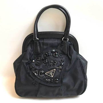 PRADA handbag beads nylon black