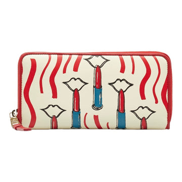 VALENTINO Long Wallet Round White Multicolor Leather Women's
