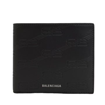 BALENCIAGA 718395 Embossed Square Fold Bifold Wallet Gray Men's