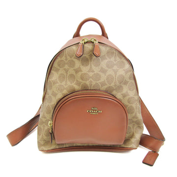 COACH Signature Carry 1029 Women's Leather,PVC Backpack Beige,Brown