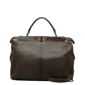 FENDI Peekaboo Handbag Shoulder Bag 8BN210 Brown Leather Women's