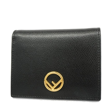 FENDIAuth  Efizu Gold Metal Fittings Women's Leather Wallet [bi-fold] Black