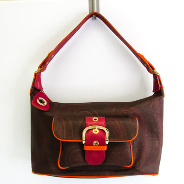 ETRO 10565 Women's Leather Shoulder Bag Brown