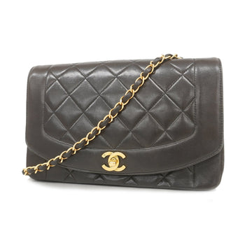 Chanel Matelasse Diana Flap Single Chain Women's Leather Shoulder Bag Black